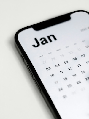 A calendar on a phone.